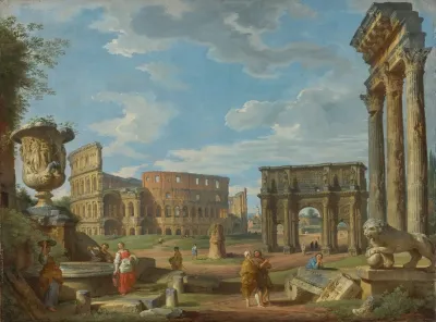 Capriccio Of Roman Monuments With The Colosseum And Arch Of Constantine