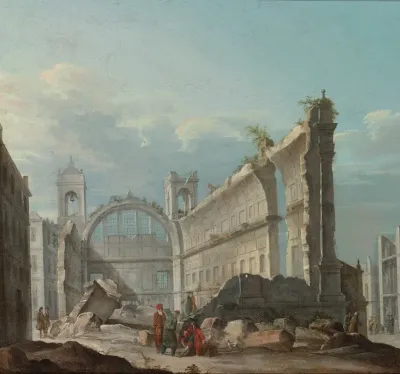 Capriccio With Figures In Front Of The Ruins Of A Church