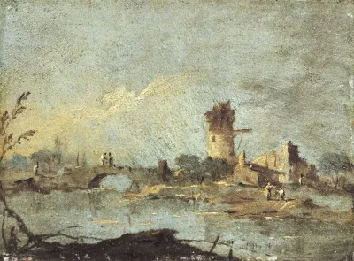 Caprice Rustique Avec Pont Et Tour En Ruine