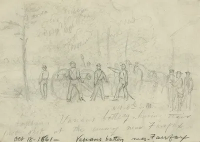 Captain Varians Battery N Y 8th S M Having Their First Shot At The Enemy Near Fairfax