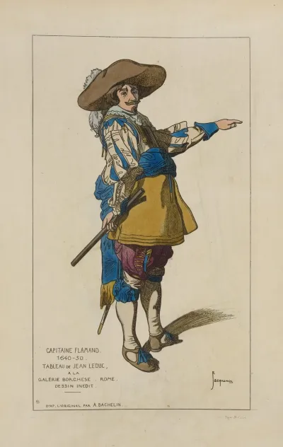 Captaine Flamand 1640 50 Tableau De Jean Leduc A La Galerie Borghese Rome Dessin Inedit Dapres Loriginal Par A Bachelin