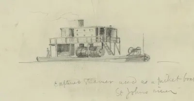 Captured Steamer Used As A Picket Boat St Johns River