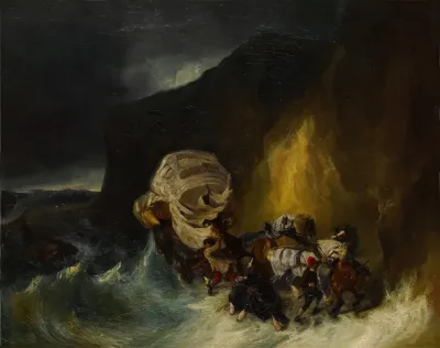 Caravan Caught In A Storm Along The Shore