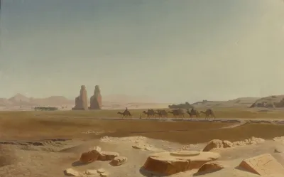 Caravan Passing The Colossi Of Memnon Thebes 2