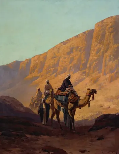 Caravan Passing Through A Wadi