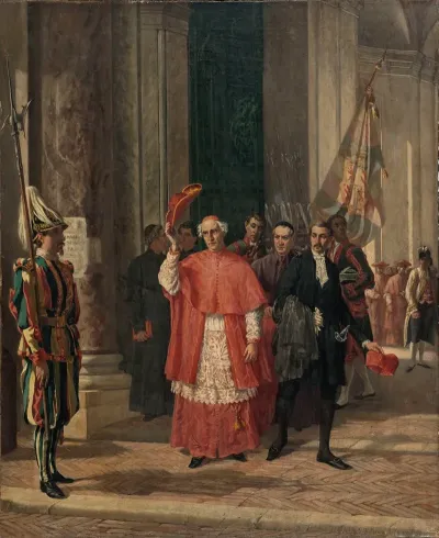 Cardinaux Sortant Du Vatican Par La Porte Des Suisses Apres Une Audience Du Saint Pere