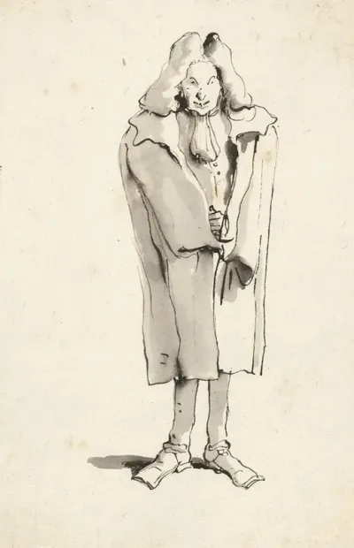 Caricature Of A Man Wearing An Overcoat