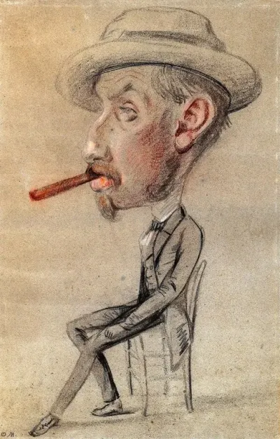 Caricature Of A Man With A Big Cigar
