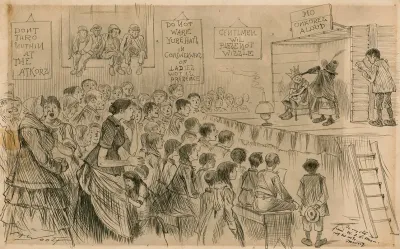 Caricature Of A Production Of A School Play