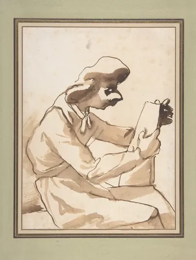 Caricature Of A Seated Man Reading