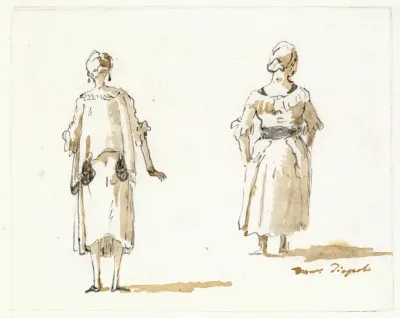 Caricature Of Two Women Seen From Behind