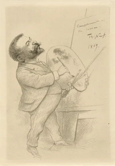 Caricature Self Portrait At Easel