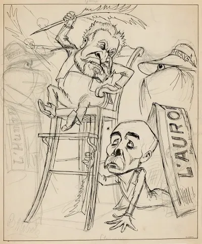Caricature Sur Jean Jaures Georges Clemenceau Et Herve