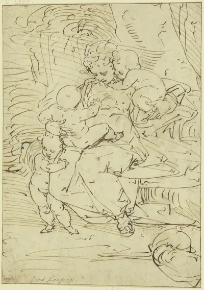 Caritas Unter Baumen Sitzend