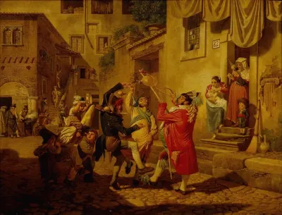 Carnival Gaiety In A Roman Street