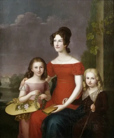 Caroline Friederike Mathilde Von Wurttemberg Mit Ihren Zwei Kindern