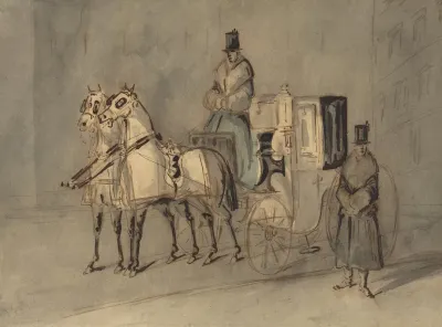 Carriage With Driver And Groom Autumn