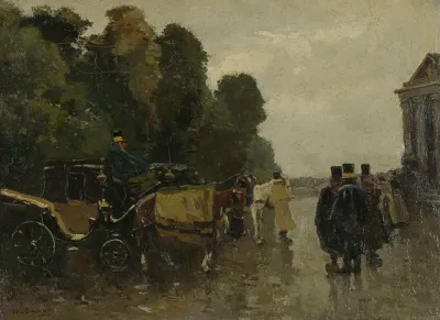 Carriages And Waiting Coachmen