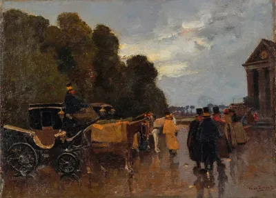 Carriages With Waiting Drivers Near The Railway Station Hollands Spoor The Hague