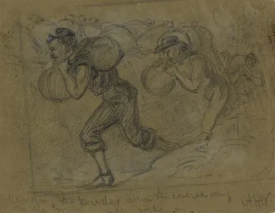 Carrying The Powder Down The Covered Way To The Mine Under Fire