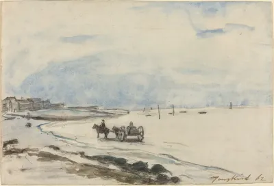 Cart On The Beach At Etretat