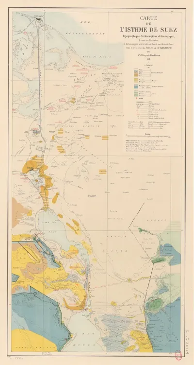 Carte De Listhme De Suez Topographique Archeologique Et Geologique