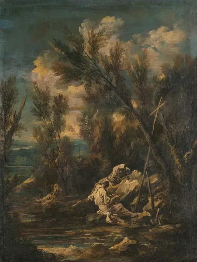 Carthusian Monks In A Landscape