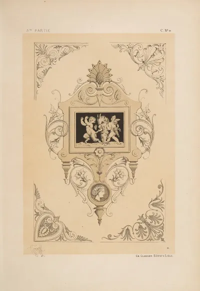 Cartouche Et Coins Genre Neo Grec