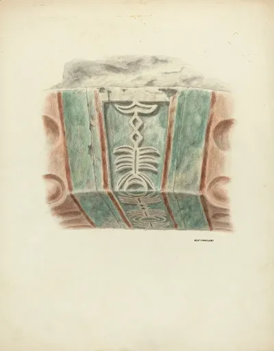 Carved And Painted Keystone