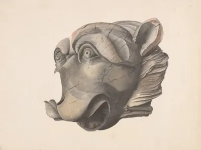 Carved Cat Head Detail