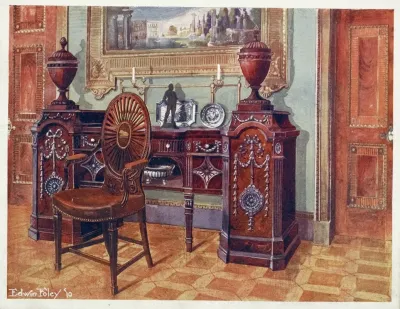 Carved Mahogany Pedestal Sideboard Oval Wheel Back Masters Chair