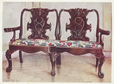 Carved Walnut Darby And Joan Settee