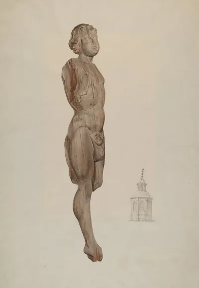 Carved Wood Figure Flying Mercury