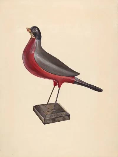 Carved Wood Robin
