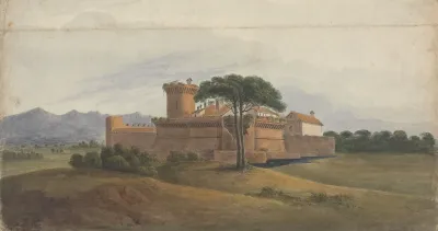 Castle Of Ostia With Mountains In The Distance