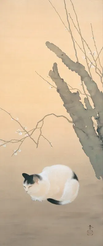 Cat And Plum Blossoms