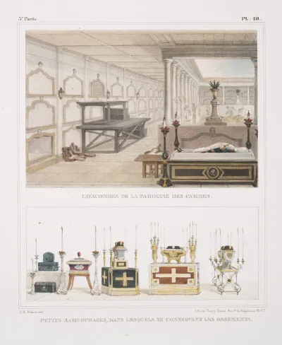 Catacombes De La Paroisse Des Carmes Petits Sarcophages Dans Lesquels Se Conservent Des Ossements