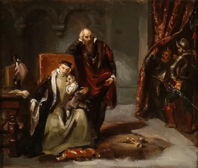 Catherine Jagiellon With Her Son Sigismund Imprisoned In The Gripshom Castle Sketch
