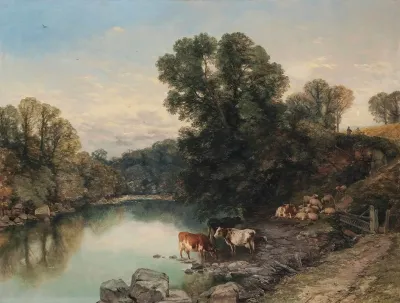 Cattle And Sheep At The Rivers Edge