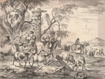 Cattle And Shepherds Near Ruins Late