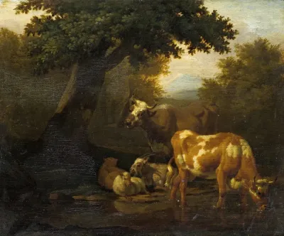 Cattle At The Watering Place