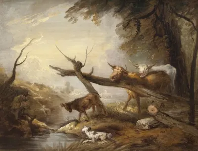 Cattle By A Stream