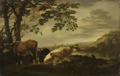 Cattle On A River Bank Netherlands