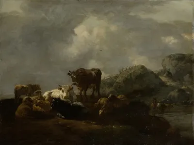 Cattle Resting At A River Crossing