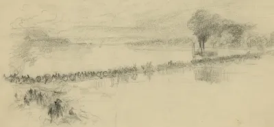 Cavalry Riding Across A Pontoon Bridge