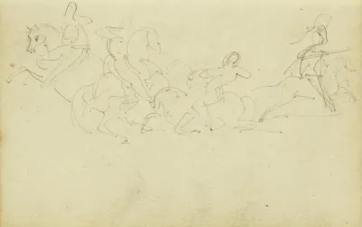 Cavalry Skirmish With Four Horsemen