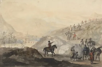 Cavalry Troops And Camp Followers On The Move