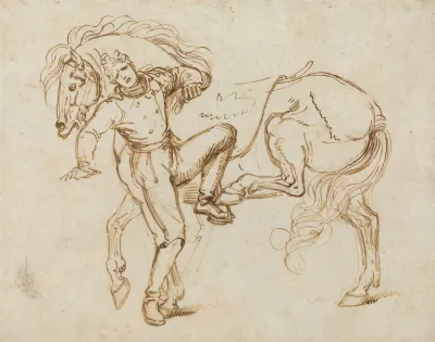 Cavalryman Mounting A Horse