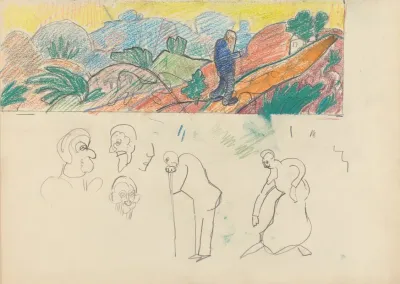 Cave Of The Golden Calf Study For A Mural Decoration Old Man In Landscape