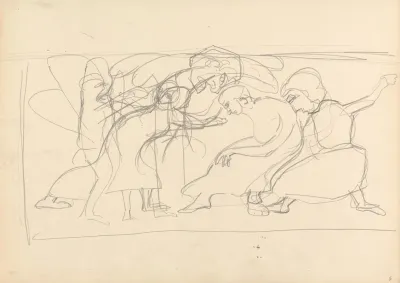 Cave Of The Golden Calf Study For Decorative Panel Worshippers